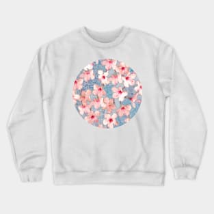 Shabby Chic Hibiscus Patchwork Pattern in Peach & Mint Crewneck Sweatshirt